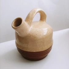 VINTAGE MOHAWK BROWN & Tan  STONEWARE  LIQUEUR  JUG  R-4 ORIGINAL USA