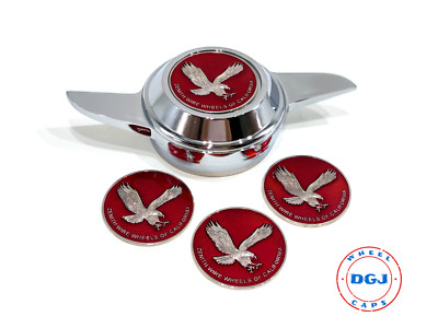 Zenith Candy Red on Chrome Lowrider Wire Wheel Metal Chips Emblems