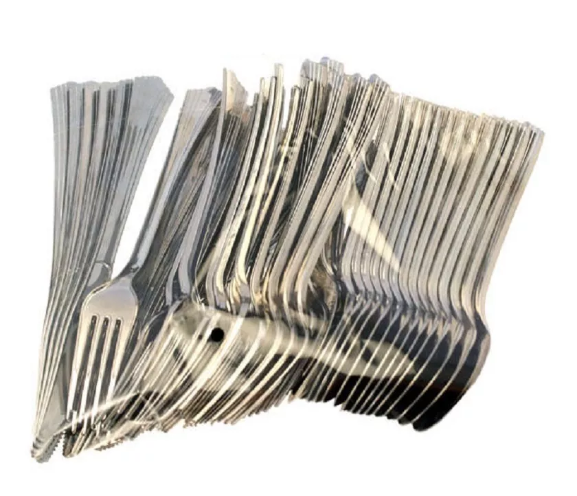 Silver look plastic cutlery sale