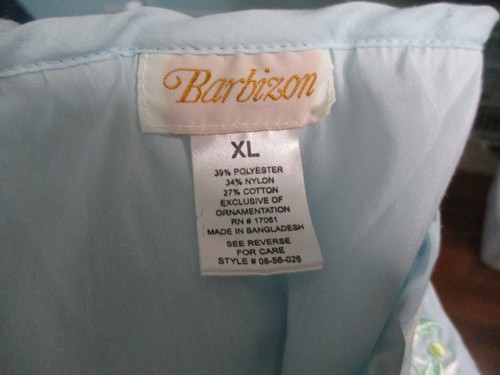 XL light blue embroidered front button lace trim RETRO sleep gown by BARBIZON - 第 7/8 張圖片