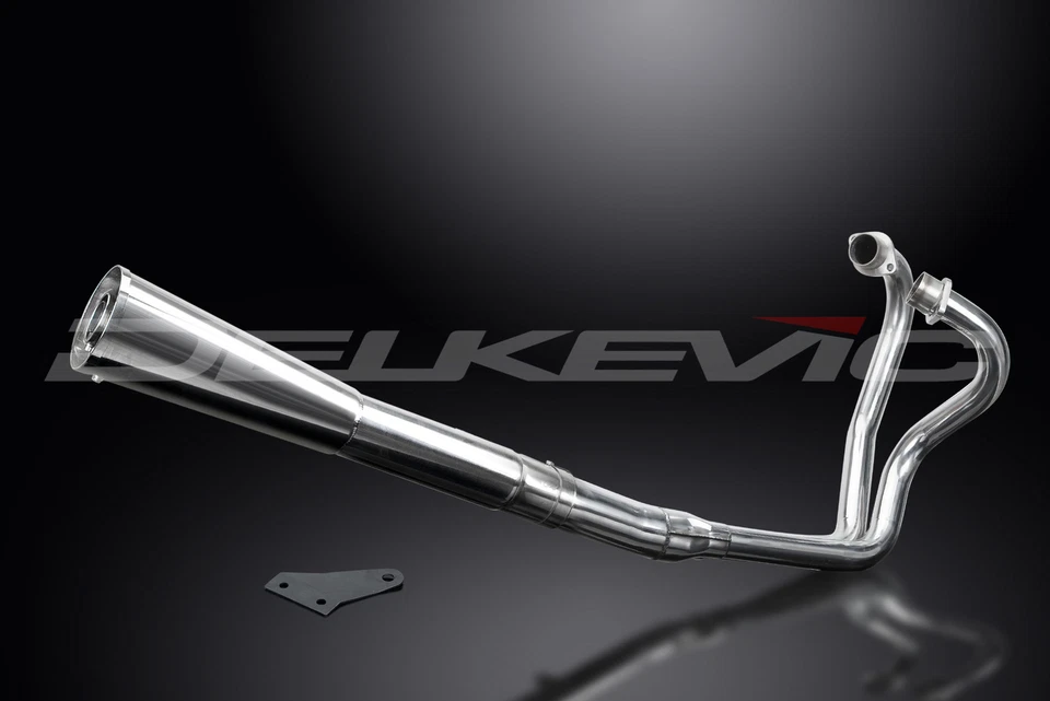 Silenciador megáfono clásico de acero inoxidable 2-1 escape completo Delkevic Yamaha XS650 74-79 Foto 2 de 4