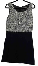 Ann Taylor LOFT Dress Women's Sz 8 Black White Cheetah Sheath Sleeveless