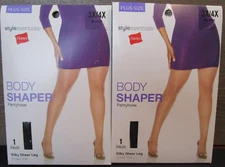 Lot of 2 Hanes Style Essentials Body Shaper Pantyhose Silky Sheer Black 3X / 4X