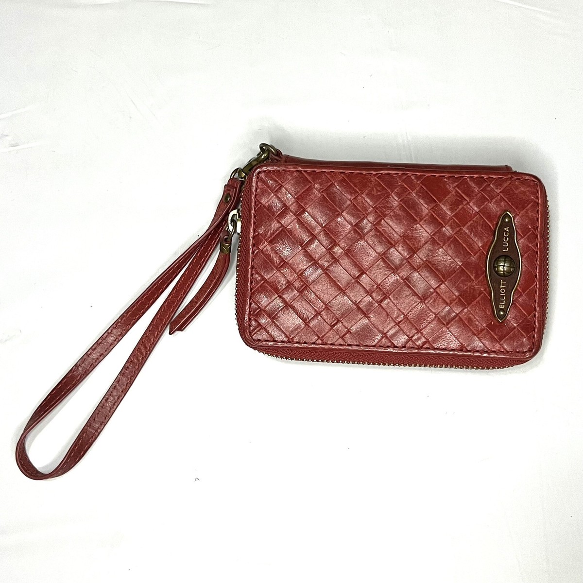 Elliot Luca Red Leather Woven Bohemian Wallet Wristlet | eBay