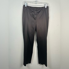 St. John Evening Chocolate Brown Straight Ankle Satin Dress Pants Size 6