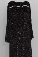 Women's SECRET TREASURES Black Floral Polyester Long Nightgown Size 3X 22/24