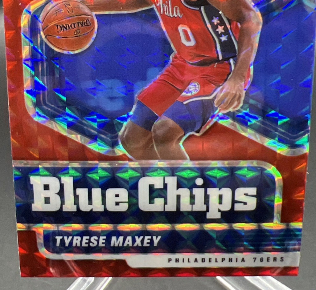 2020-21 Panini Mosaic Blue Chips Tyrese Maxey Red Mosaic Prizm RC #8 76ers 🔥