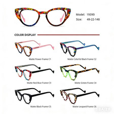 Cat Eye Eyeglasses Frames Matte Colorful Floral Leopard Optical Glasse T08