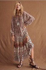 Free People Size Medium Feeling Groovy Border Print Maxi Dress Bohemian