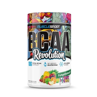 BCAA Revolution, FUHGET ABOUT IT FRUIT PUNCH BUILD MUSCLE BURN FAT RECOVERY