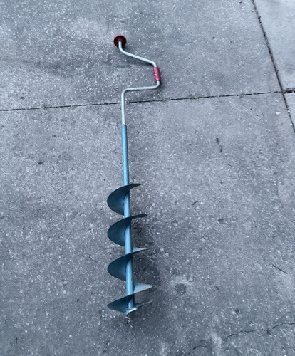 Manual Hand Crank Earth Auger Hole Digger, Metal, Blue/Black/Silver