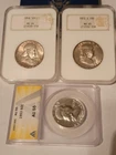 1953-S NGC MS65, 1958 NGC MS64, older holders-toned +1953 anacs AU55 Franklins
