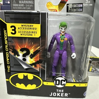 THE JOKER (w/Bow Tie) DC Batman Spin Master Caped Crusader 4'' Figure 1st Edition