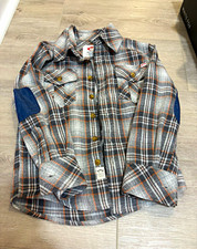 Appaman Boys Plaid Flannel Long Sleeve Button-Up Shirt w/ Pockets Gray 6