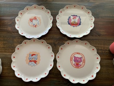 Target 10.5  Scalloped Set Of 10 Melamine Dinner Plates Poodle Dog Cat Hearts