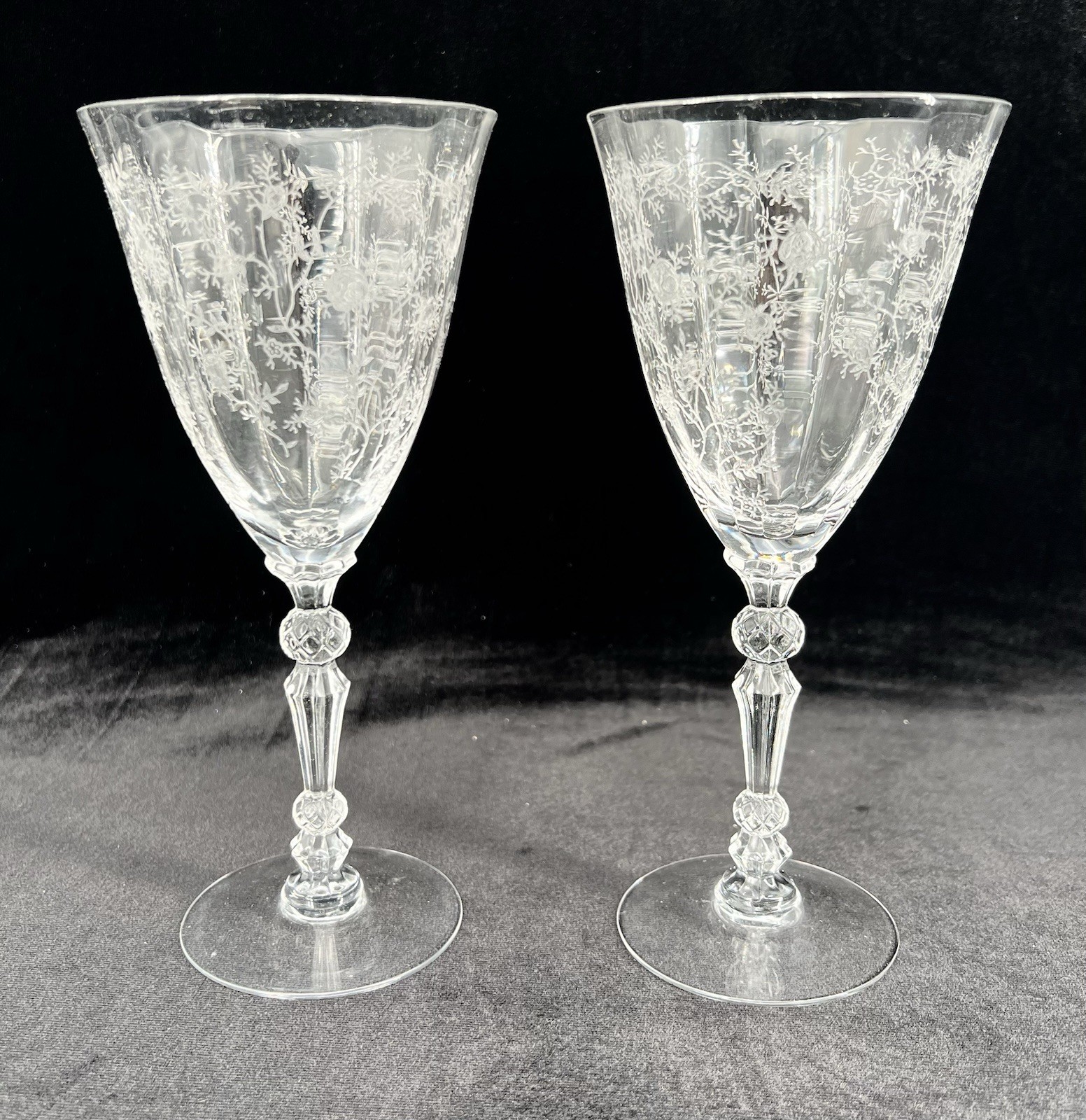 Lot of 2 - Fostoria Glass Co. CHINTZ Crystal Stem 7  5/8
