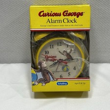 1998 Curious George Yellow Twin Bell Alarm Clock, Schylling New