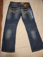 TK Axel Jeans Men Sz 32X30 Blue Denim Stretch Slim Fit Boot Cut Dark Wash NWT