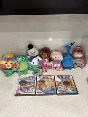 Doc McStuffins Brand NEW Rare Disney Plush Dolls and 3 New DVD Set by Disney!