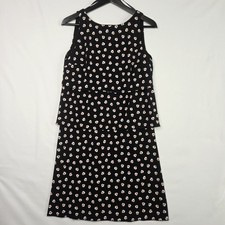 Tommy Hilfiger Womens Size 4 Black Floral Sleeveless Tiered Dress