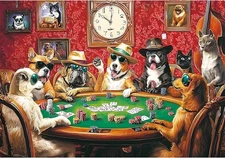 2000 Piece Puzzles for Adults – Funny Dogs Playing Poker Jigsaw 
