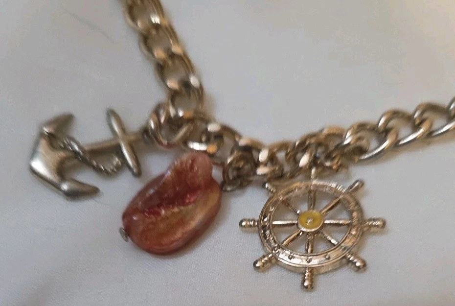 Золотистый океан тематический подвеска ожерелье ракушки корабль колесо якорь морской конек агат - Изображение 3 из 4