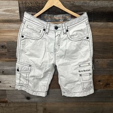Rock Revival Mens 33/23 Cargo Shorts White  F...