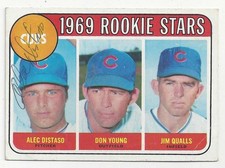 Don Young Chicago Cubs 1969 Topps Rookie Stars #602 Signed Card. rookie card picture