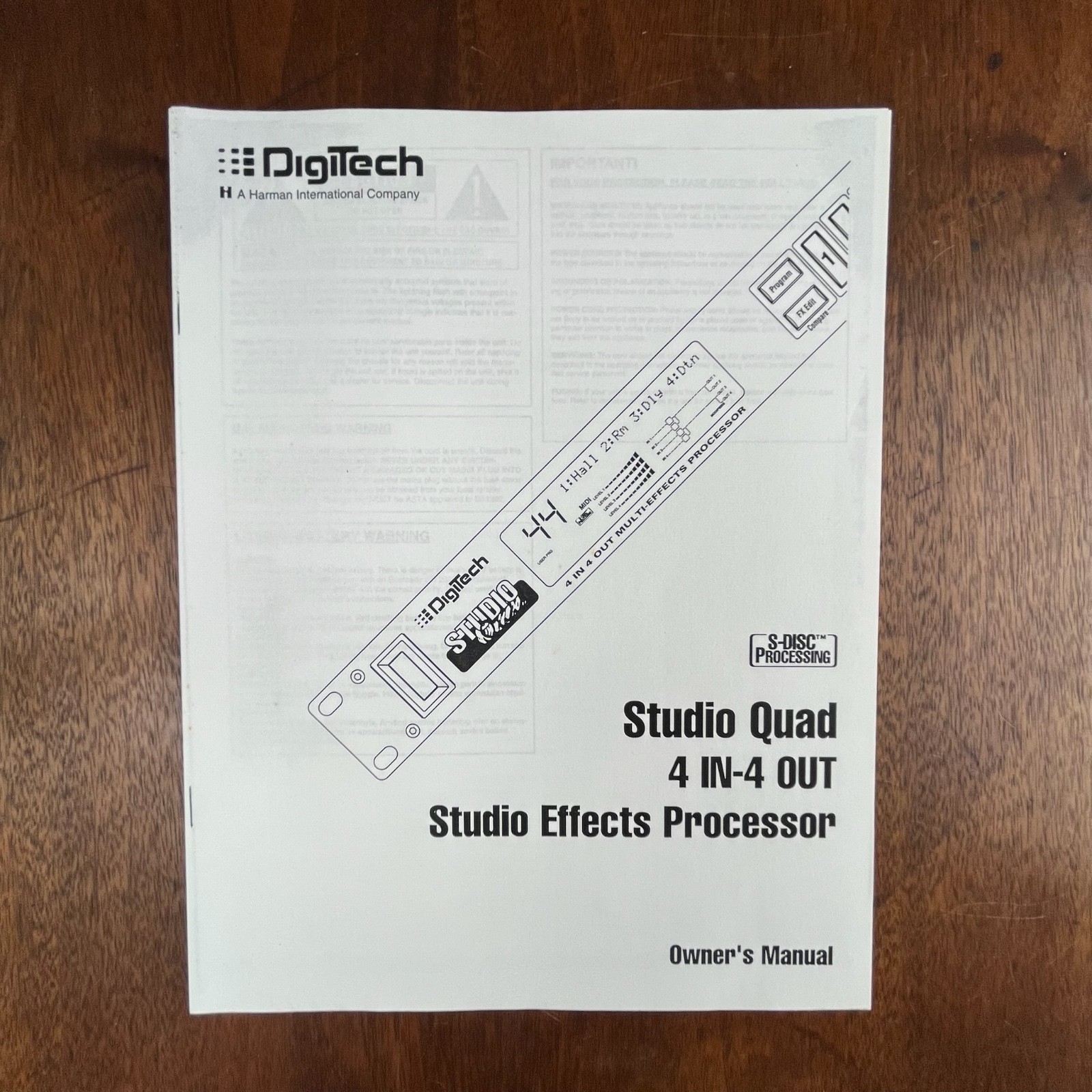 VINTAGE DIGITECH STUDIO QUAD 4 IN-4 OUT STUDIO EFFECTS PROCESSOR OWNER'S MANUAL