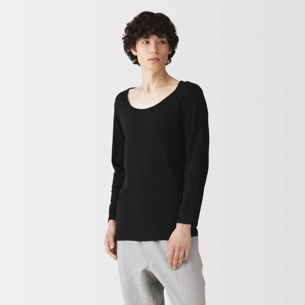 MUJI Hombres Algodón Ajuste Ancho Camiseta Blanco Gris Oscuro Negro XS-2XL Ja...
