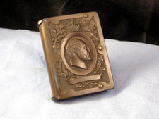 ANTIQUE VULCANITE BOOK VESTA CASE MATCHSAFE EDWARD VII ROYAL CREST SHAMROCKS