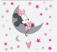 Disney Baby Minnie Mouse Pink/Gray Celestial Wall Decals Moon Stars Lambs  Ivy