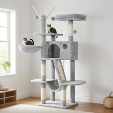 Hey- Cat Tree, 53 inch Cat Tower for Indoor Cats, Cat House with