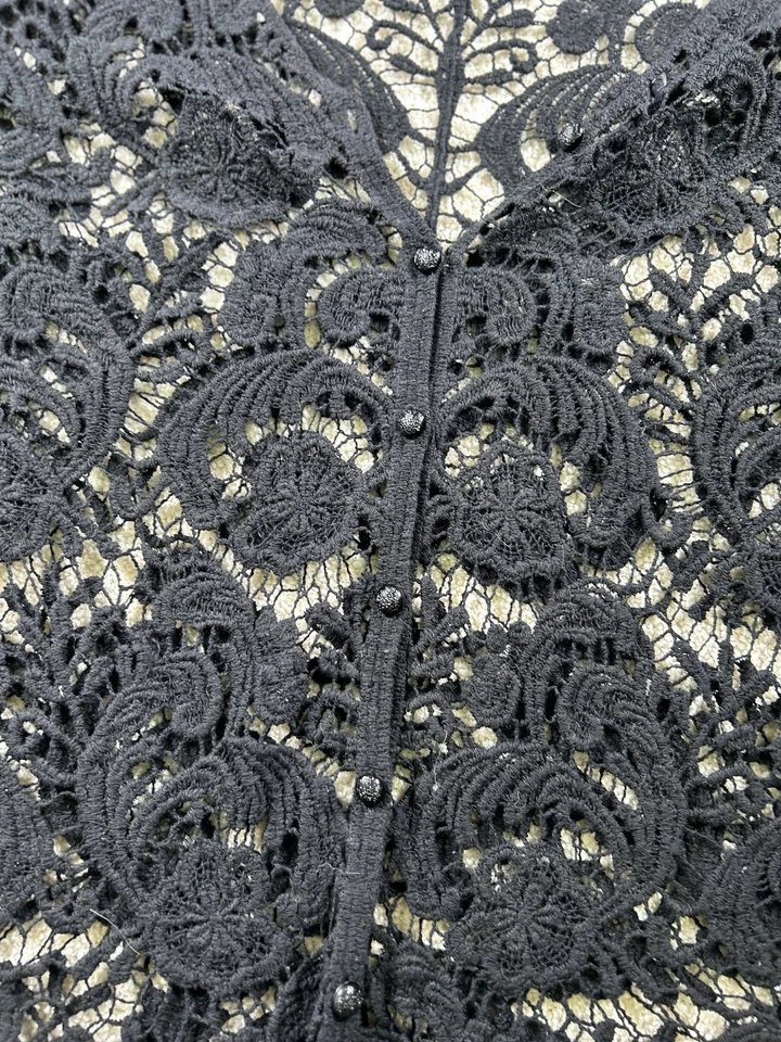 Questions Negro 3X Top de Encaje Botón Frontal Algodón Transparente Bruja Capricho Gótico Grunge Foto 4 de 4