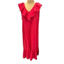 "VINEYARD VINES" 100% Cotton Pink/Red Dress SZ XL Summer Beach Poolside Midi