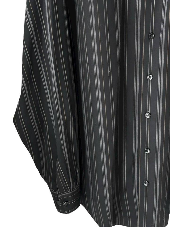 Van Heusen Button Down Shirt Mens Size 2X Black Striped Long Sleeve Collared - Image 4 of 4