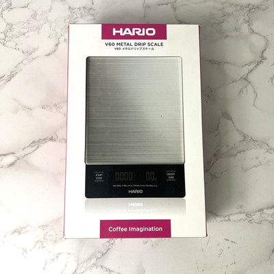 HARIO V60 Metal Drip Coffee Digital Scale with Timer New Battery Drive Silver