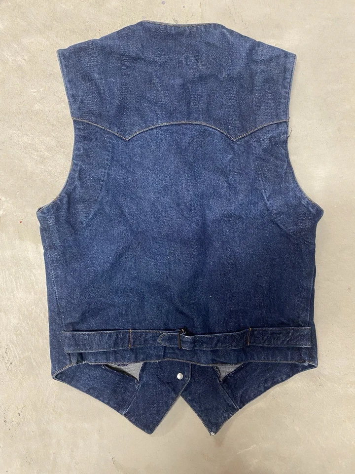 Chaleco Vaquero Oscuro Ralph Luaren Western Wear Años 80 De Colección Con Detalles De Cuero Foto 4 de 4