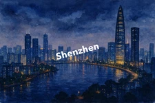 Shenzhen at Night Watercolour Painting (AI GENERATED IMAGE)