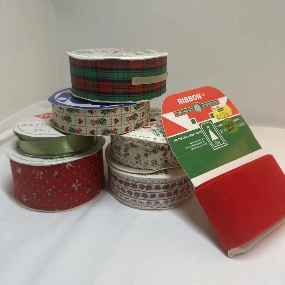 Винтажный рождественский праздник бархата кружева клетку милый декоративная лента ассортимент лот  - Изображение 4 из 4