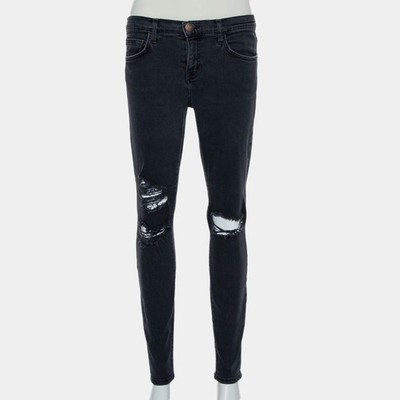Current Elliot Black Denim Destroyed Stilletto Jeans M