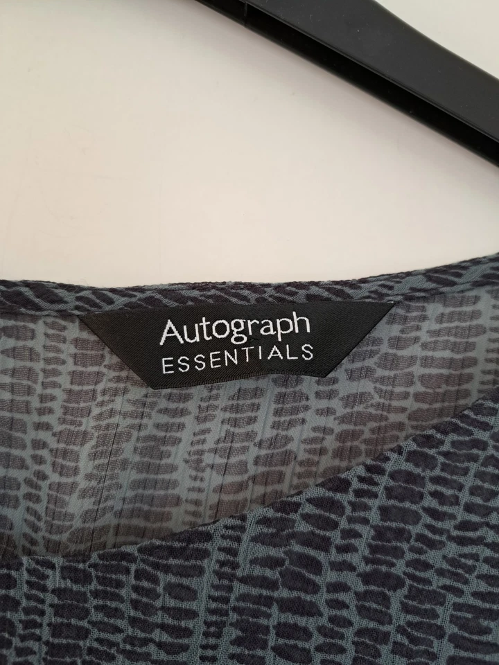 M&S Autograph Chiffon Blouse UK18 Sheer Gunmetal Grey 3/4 Sleeves Floaty - Image 2 of 4