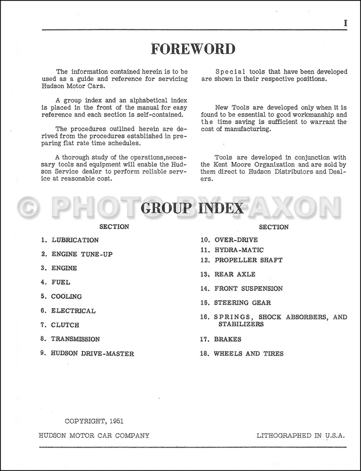 Marcapasos manual Hudson Shop 1951 Commodore Hornet servicio súper personalizado reparación Foto 2 de 4