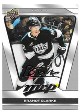 Brandt Clarke 2025-26 Upper Deck MVP Hockey Silver Script Parallel #83 Kings