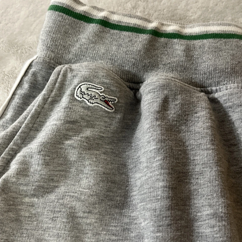 Lacoste Hombres XL Ropa de Dormir Pijama Pantalones Cortos Gris Jaspeado Verde Deletrear Logo Comodidad Foto 3 de 4