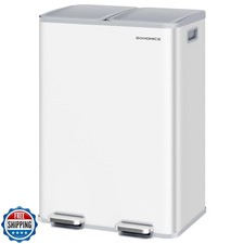 SONGMICS Trash Can, 2 x 8 Gallon 2 x 30 L Dual-Compartment Garb