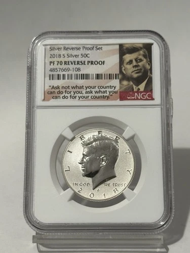 2018 S Reverse Proof Silver Kennedy Half Dollar 50C NGC PF 70