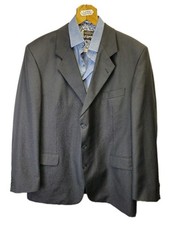 Fiori Men's 48" Black Blazer Suit Jacket Wool Blend 0719