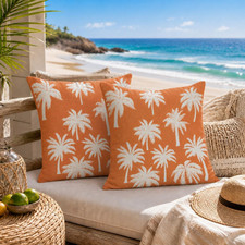 Palm Tree Pillow Covers 18X18 Inch Set of 2 Vintage Tropical Throw Pillow Covers