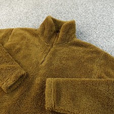 Eddie Bauer Jacket Womens M Brown Sherpa Fleece 1/4 Zip Pullover Cozy Warm Hike